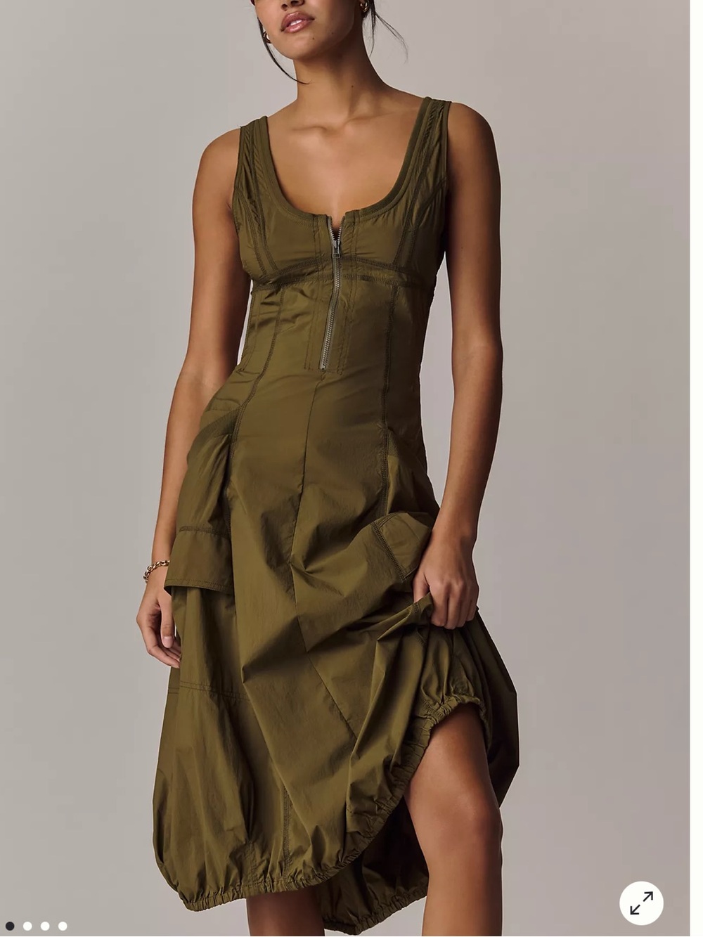 Anthropologie Olive Daily Practice Fastpack Bubble-Hem Midi Dress | NWT